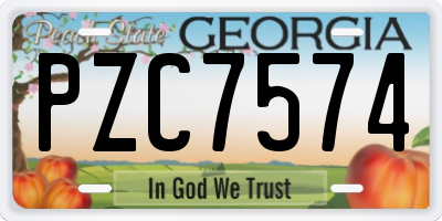 GA license plate PZC7574