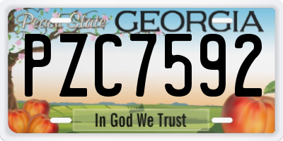 GA license plate PZC7592