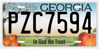 GA license plate PZC7594