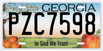 GA license plate PZC7598