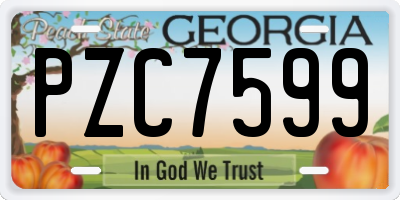 GA license plate PZC7599