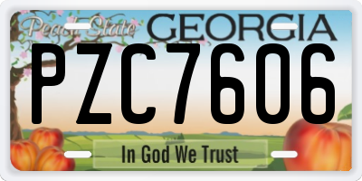 GA license plate PZC7606