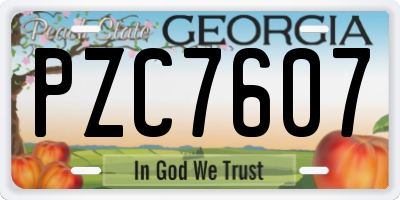 GA license plate PZC7607