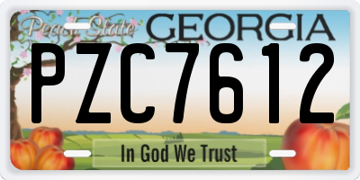 GA license plate PZC7612