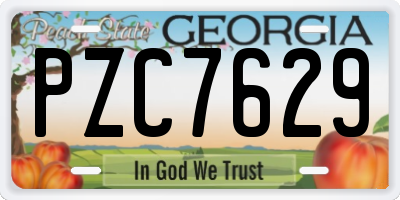 GA license plate PZC7629