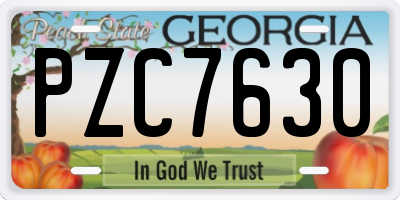 GA license plate PZC7630