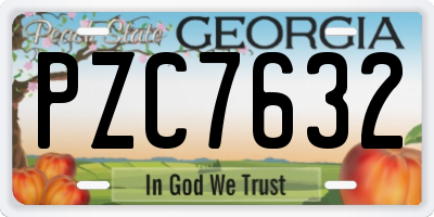 GA license plate PZC7632