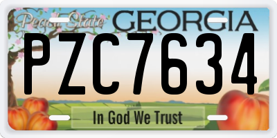 GA license plate PZC7634