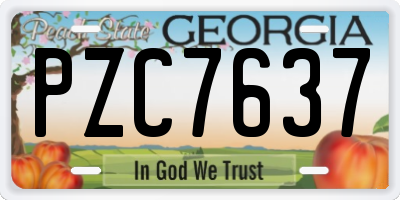 GA license plate PZC7637