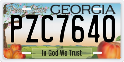GA license plate PZC7640