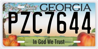 GA license plate PZC7644