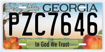 GA license plate PZC7646