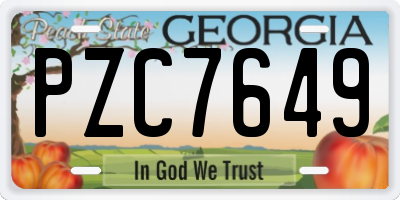GA license plate PZC7649