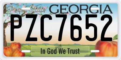 GA license plate PZC7652