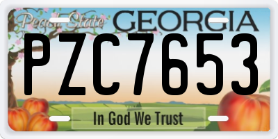GA license plate PZC7653