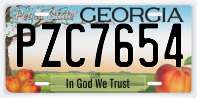 GA license plate PZC7654