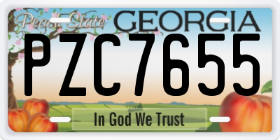 GA license plate PZC7655
