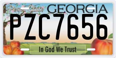 GA license plate PZC7656