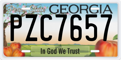 GA license plate PZC7657