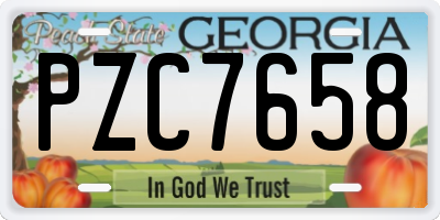 GA license plate PZC7658