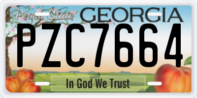GA license plate PZC7664