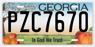 GA license plate PZC7670