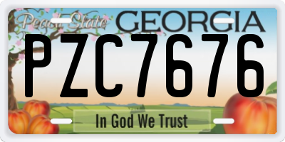 GA license plate PZC7676