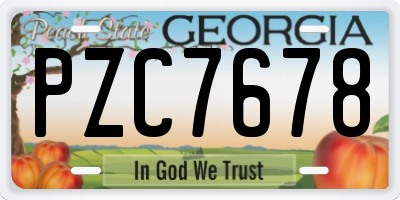 GA license plate PZC7678