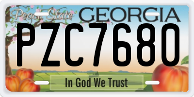 GA license plate PZC7680