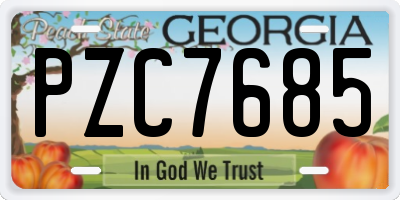 GA license plate PZC7685