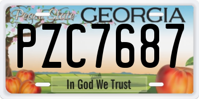 GA license plate PZC7687