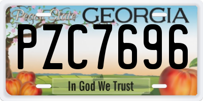 GA license plate PZC7696