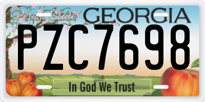 GA license plate PZC7698