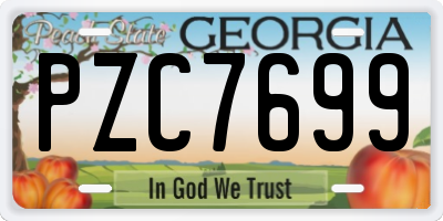 GA license plate PZC7699