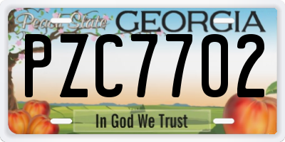 GA license plate PZC7702