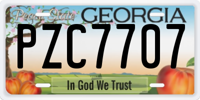 GA license plate PZC7707