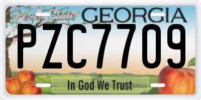 GA license plate PZC7709