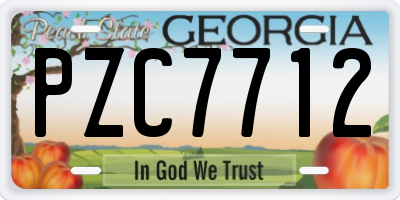 GA license plate PZC7712
