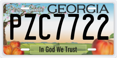 GA license plate PZC7722