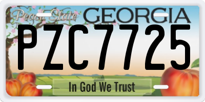 GA license plate PZC7725