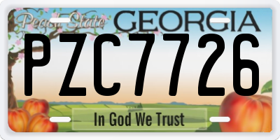 GA license plate PZC7726