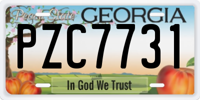 GA license plate PZC7731