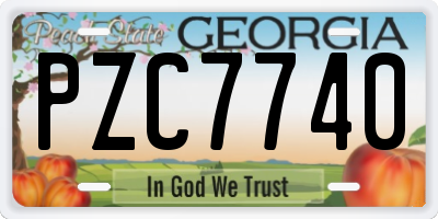 GA license plate PZC7740