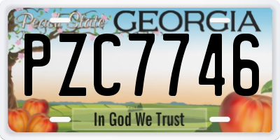 GA license plate PZC7746