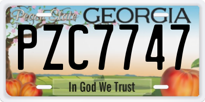 GA license plate PZC7747
