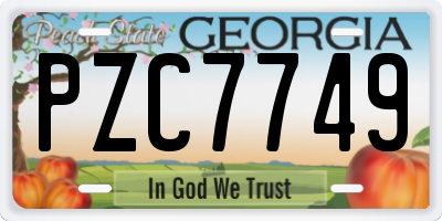 GA license plate PZC7749