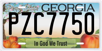 GA license plate PZC7750