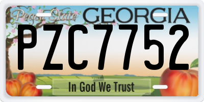 GA license plate PZC7752