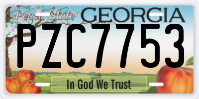 GA license plate PZC7753