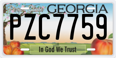 GA license plate PZC7759